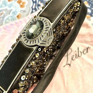 Judith Leiber small evening handbag with top clasp jewel, sequin & feathers